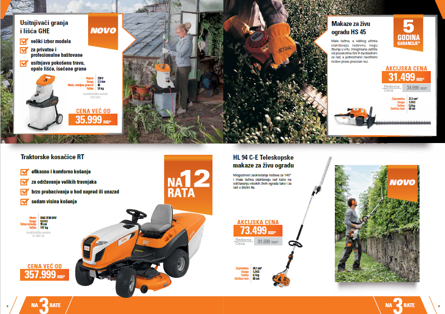 plakat akcija stihl usirnjivac granja i lisca makaze za zivu ogradu traktorske kosacice teleskopske makaze za zivu ogradu braca lazic kosjeric