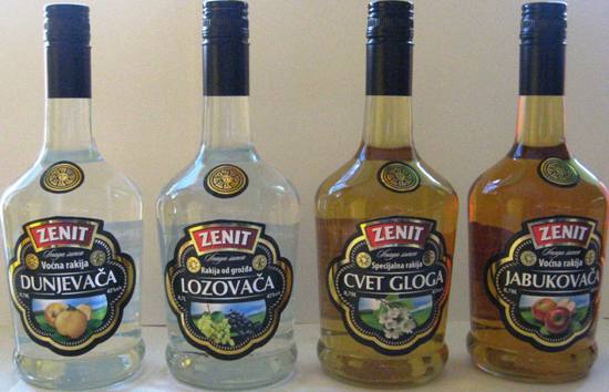 Rakije Zenit Dunjevača bela, Lozovača, Cvet gloga, Jabukovača